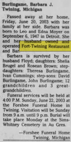 Fort Twining Restaurant (Club 65 Bar & Grill) - Jun 22 2003 Article